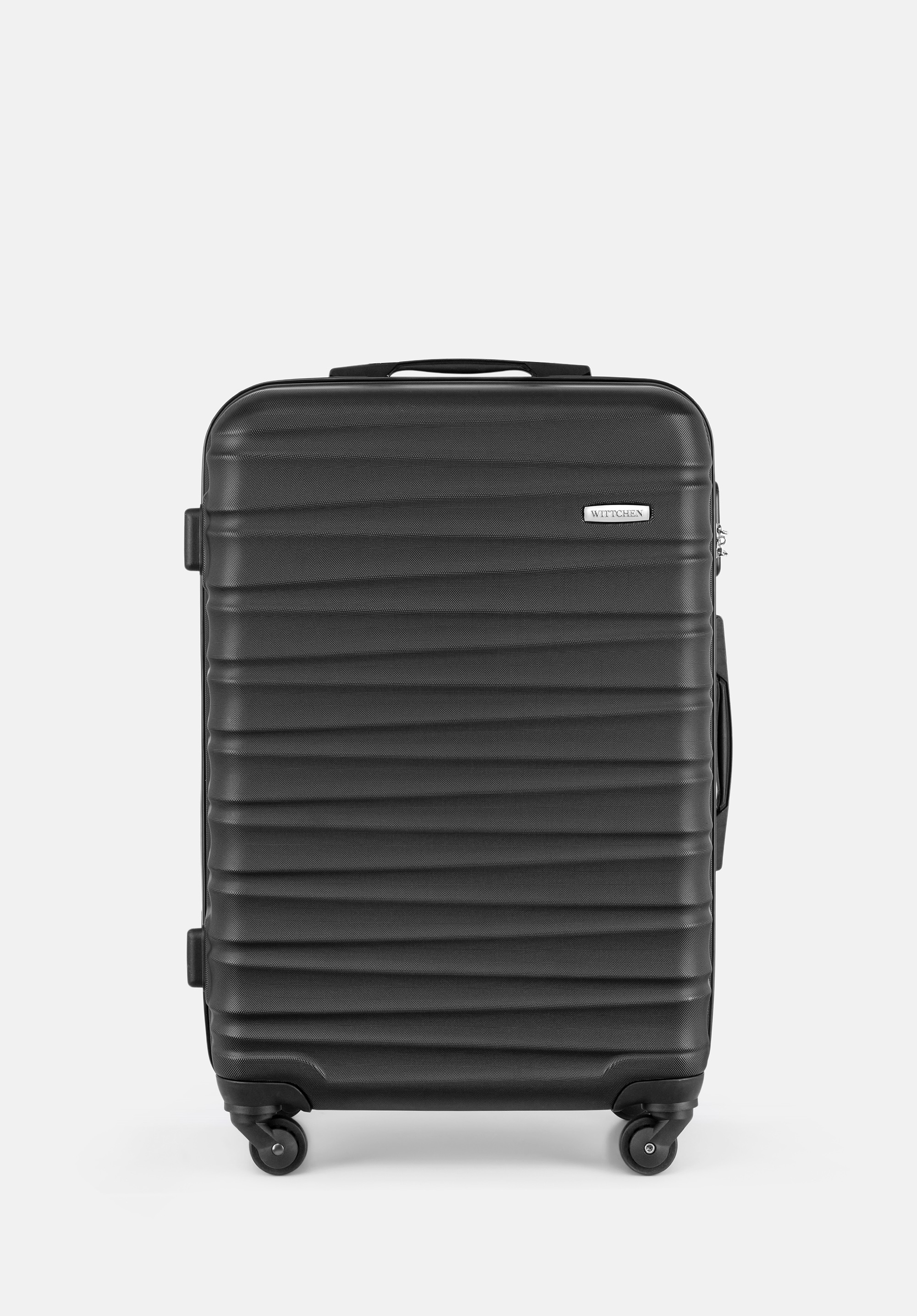 Średnia walizka z ABS-u z żebrowaniem czarna