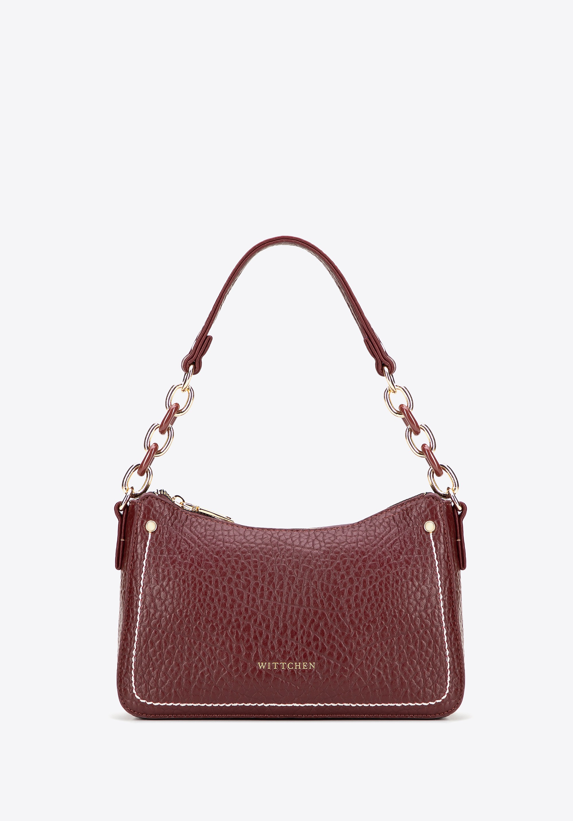 Mała torebka bagietka z ekoskóry bordowa