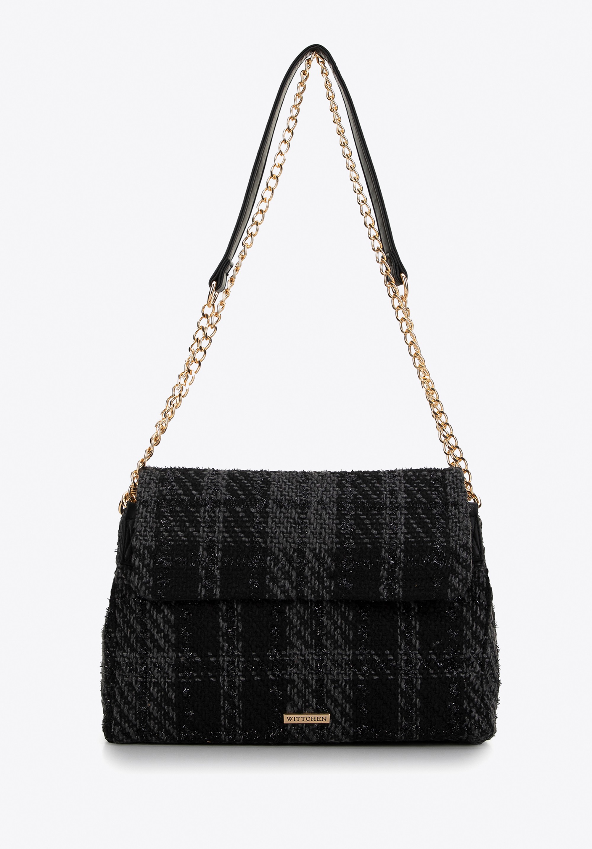 Damska listonoszka z tkaniny bouclé czarna