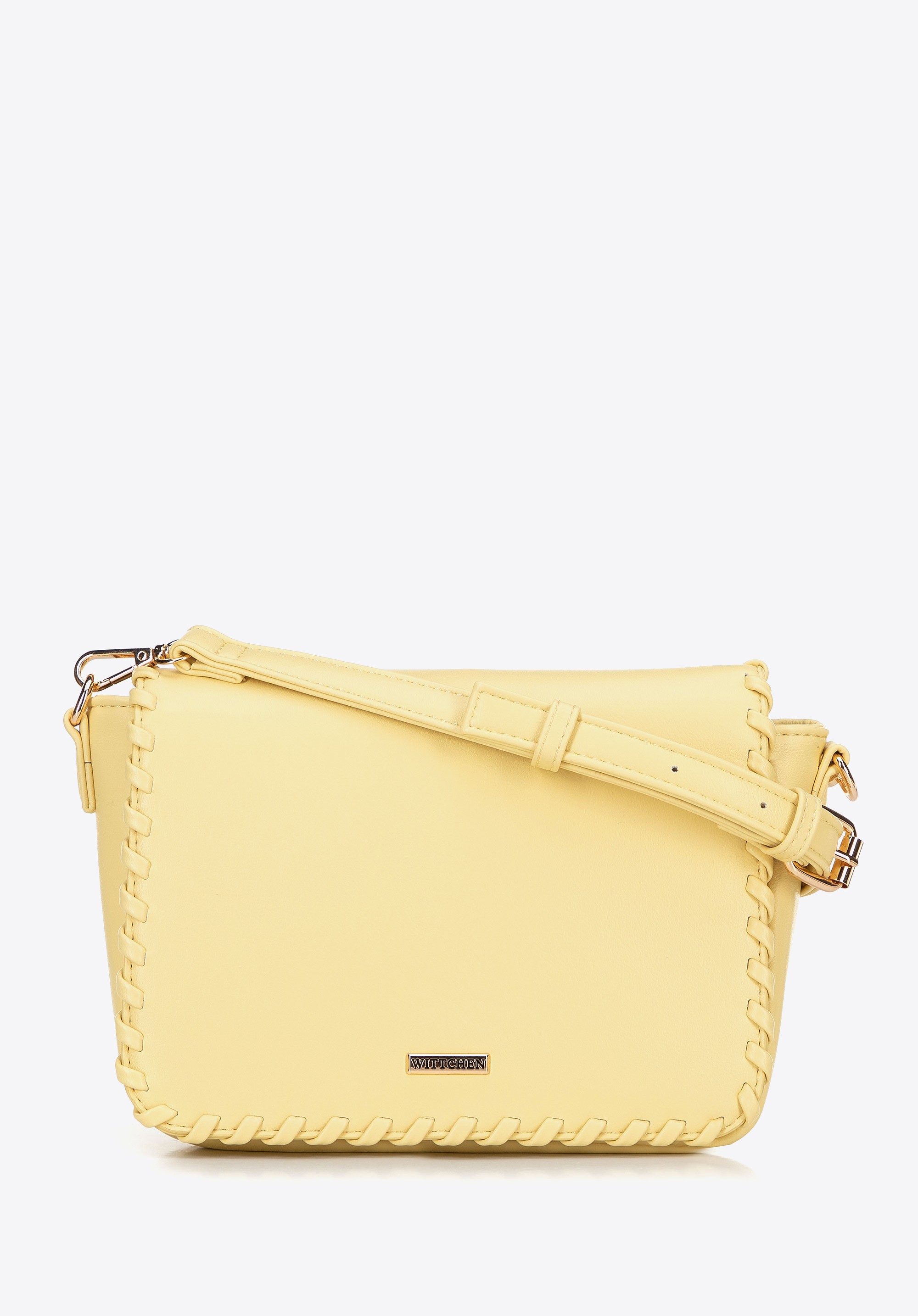 Damska crossbody z obszytą klapą żółta