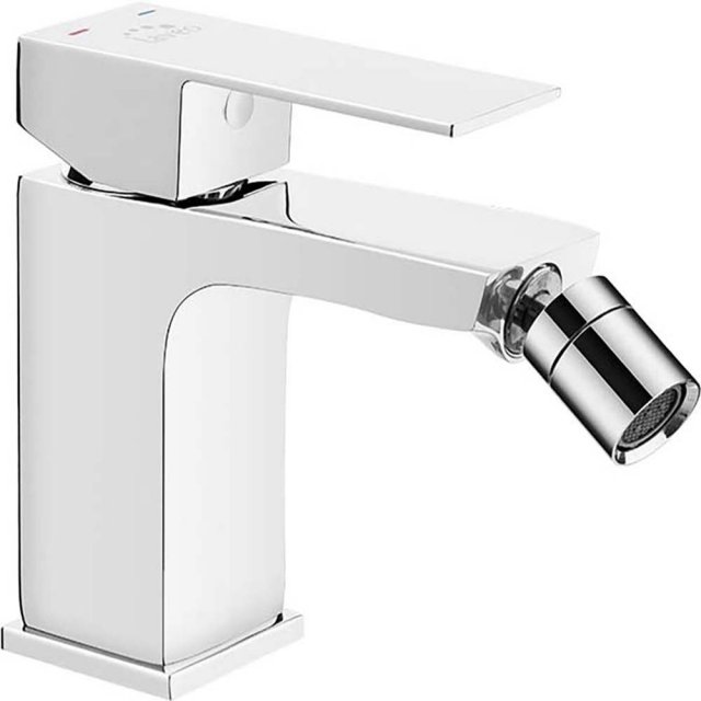 LAVEO Bateria bidetowa stojąca KVADRATO z korkiem klik-klak chrom BLQ