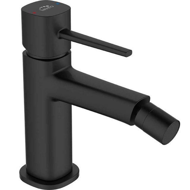 LAVEO Bateria bidetowa stojąca POLA z korkiem klik-klak czarna BAP_73