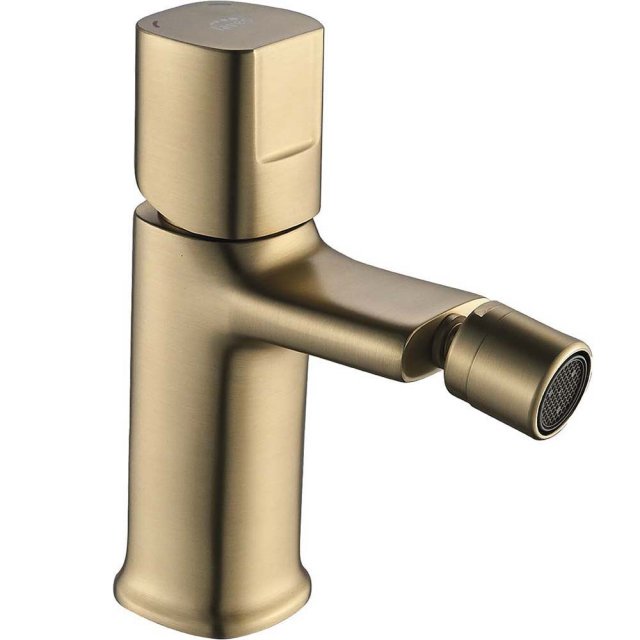 LAVEO Bateria bidetowa stojąca TORES z korkiem klik-klak złoto szampa