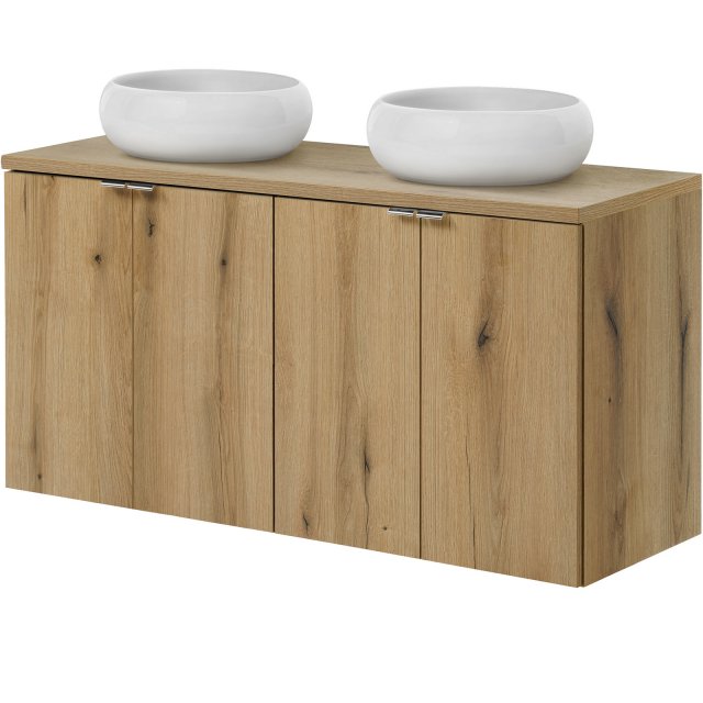 COMAD Zestaw mebli NOVA OAK 2 szafki 60 cm z blatem 120 cm, 2 umywalk