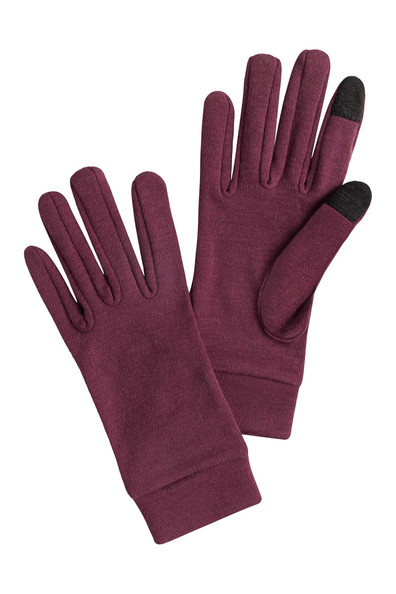 Rękawiczki sportowe z wełny merino, bordowe