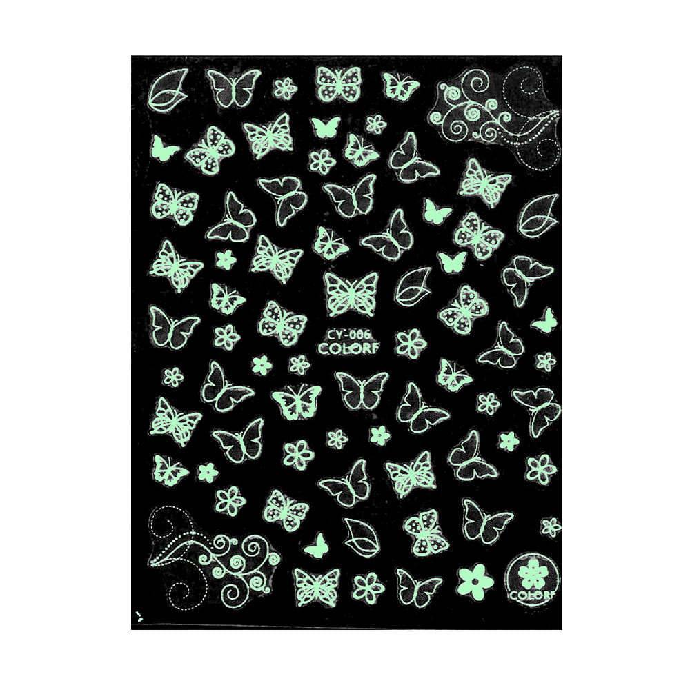 Naklejki do paznokci cienkie samoprzylepne świecące w UV Colorf CY-006