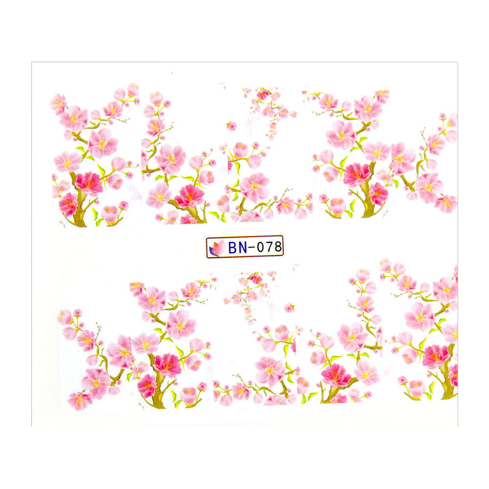 Naklejki wodne do paznokci arkusz 6,5 x 5,5 cm na 10 palców bn Nr 078