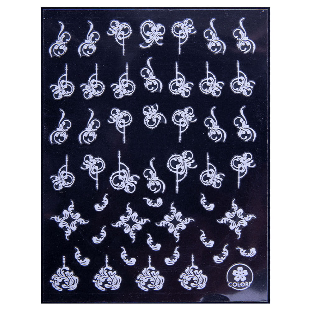 Naklejki do paznokci cienkie samoprzylepne wzory ornamenty CB-176 białe