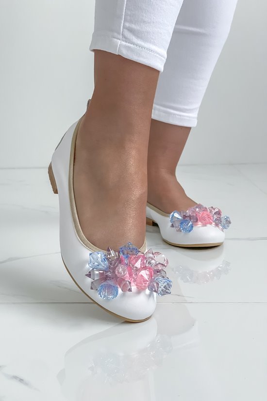 Baleriny damskie 92/117 Biały / róż