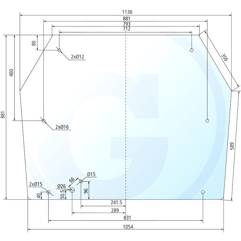 Szyba tylna 8 otworów Massey Ferguson 4435 V33118300