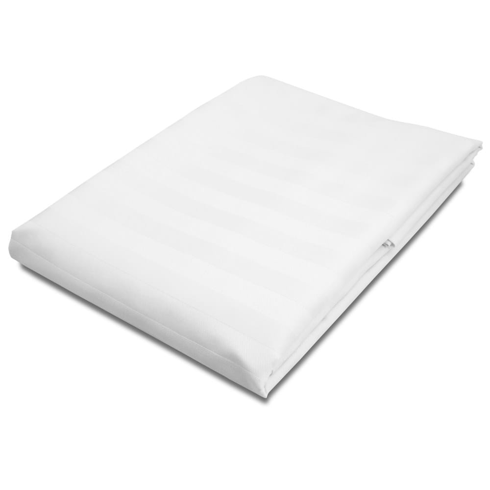 Prześcieradło bez gumki pasy 220x260 bambus biel