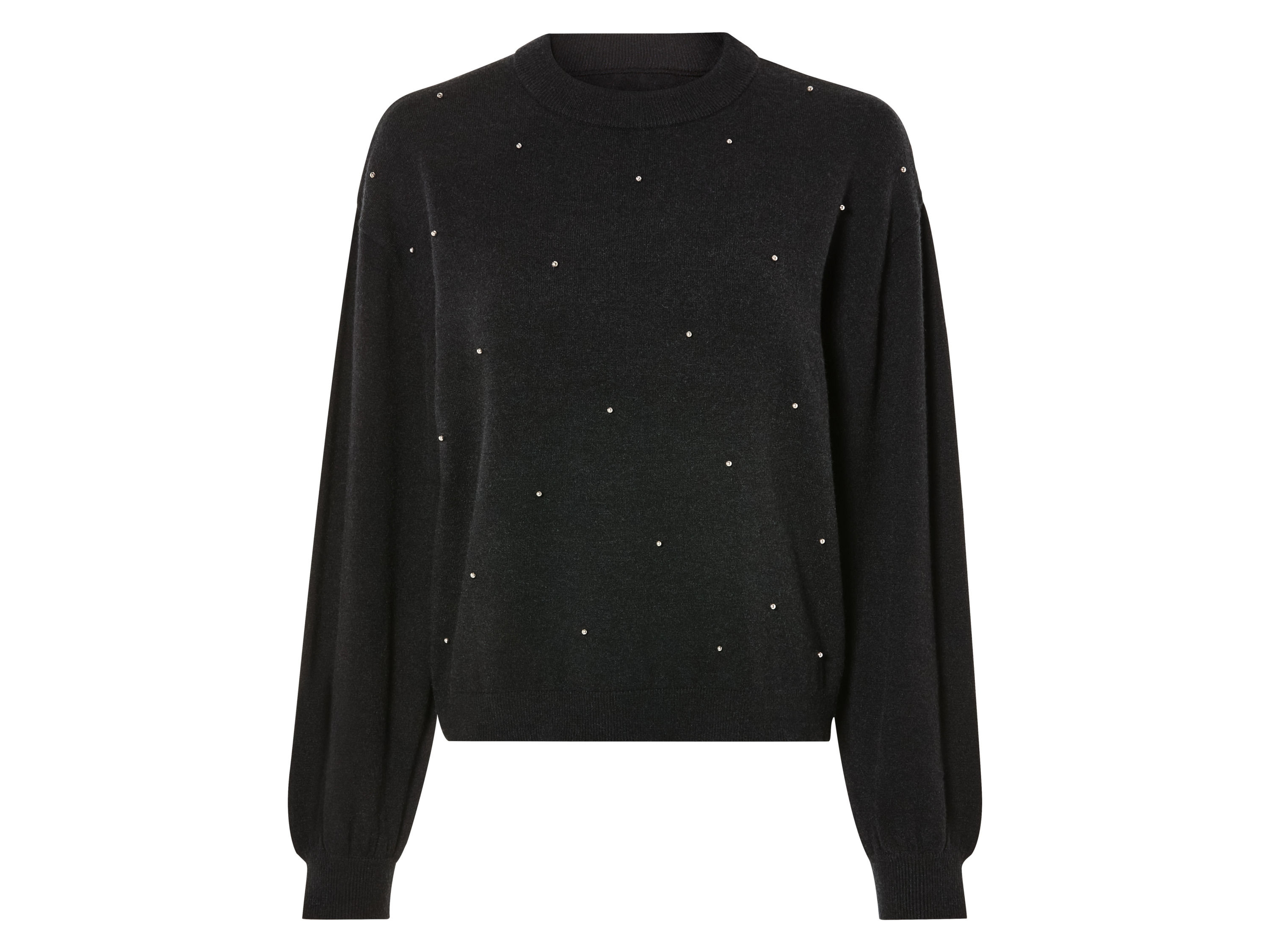 esmara Sweter damski z wiskozą i z koralikami XS 32/34, Czarny