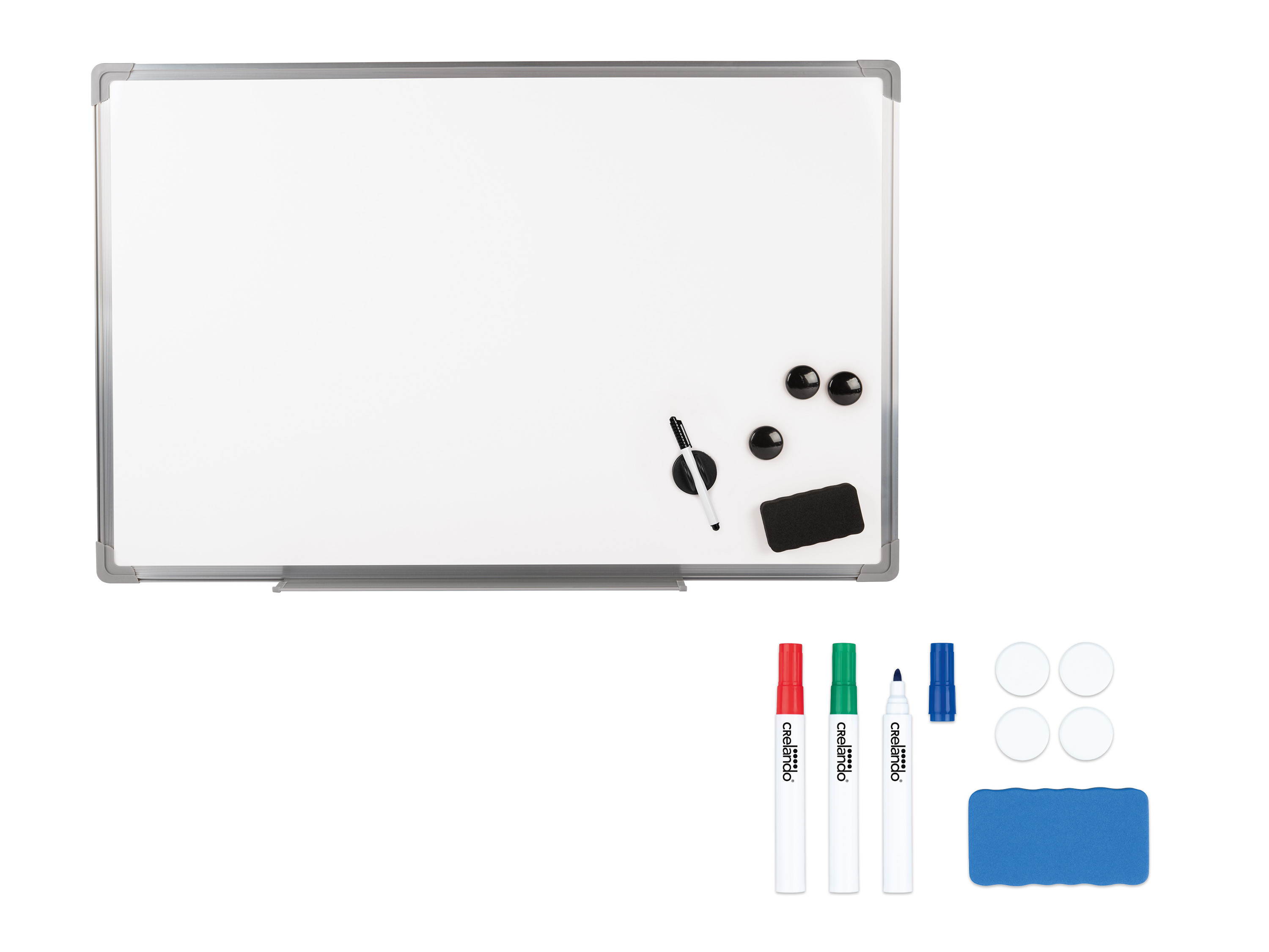crelando Zestaw Tablica magnetyczna i suchościerna, 90 x 58,5 cm z zestawem akcesoriów do tablicy