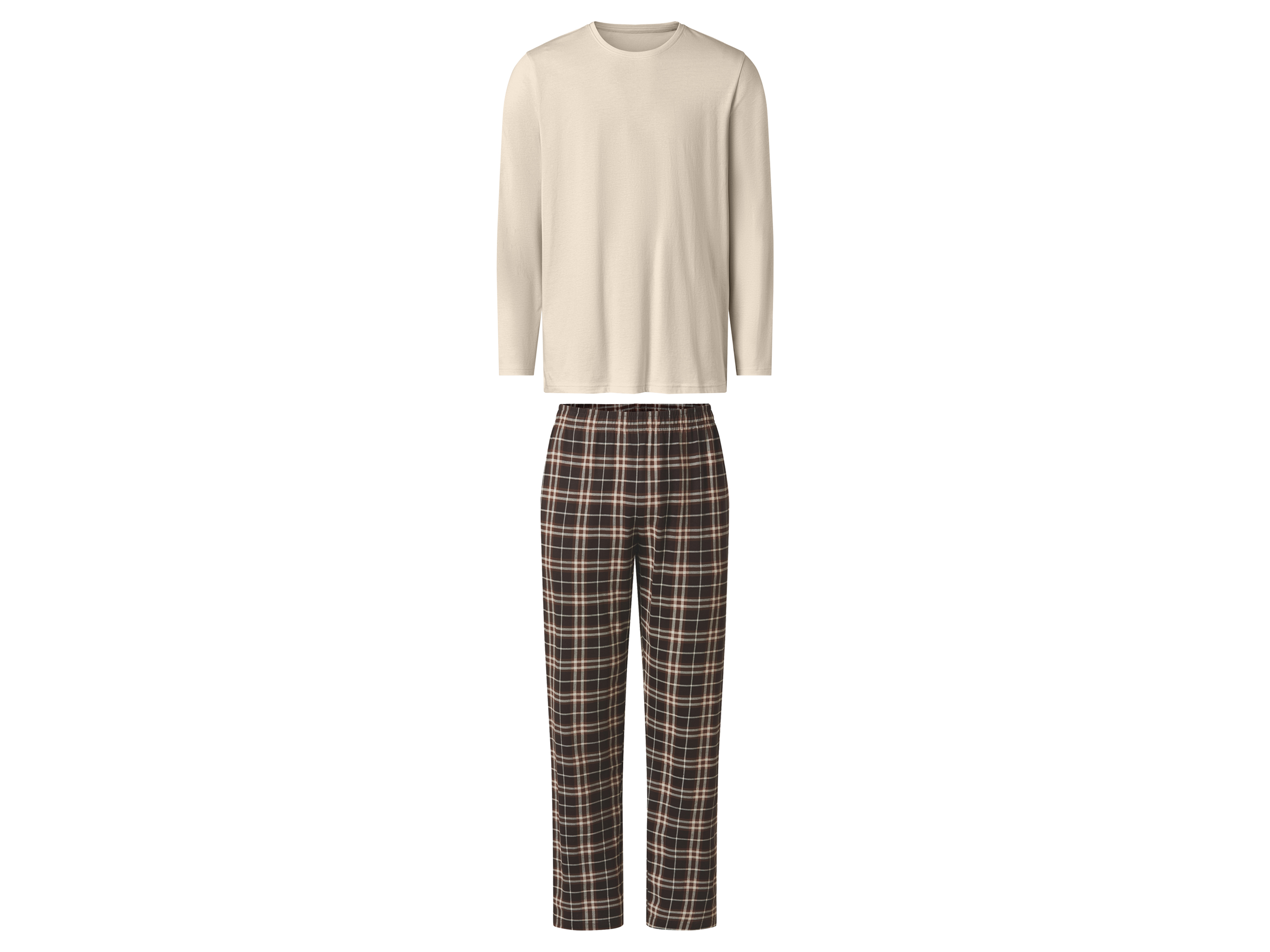 esmara Men Piżama męska z bawełną Beżowy/brązowy, XL 56/58