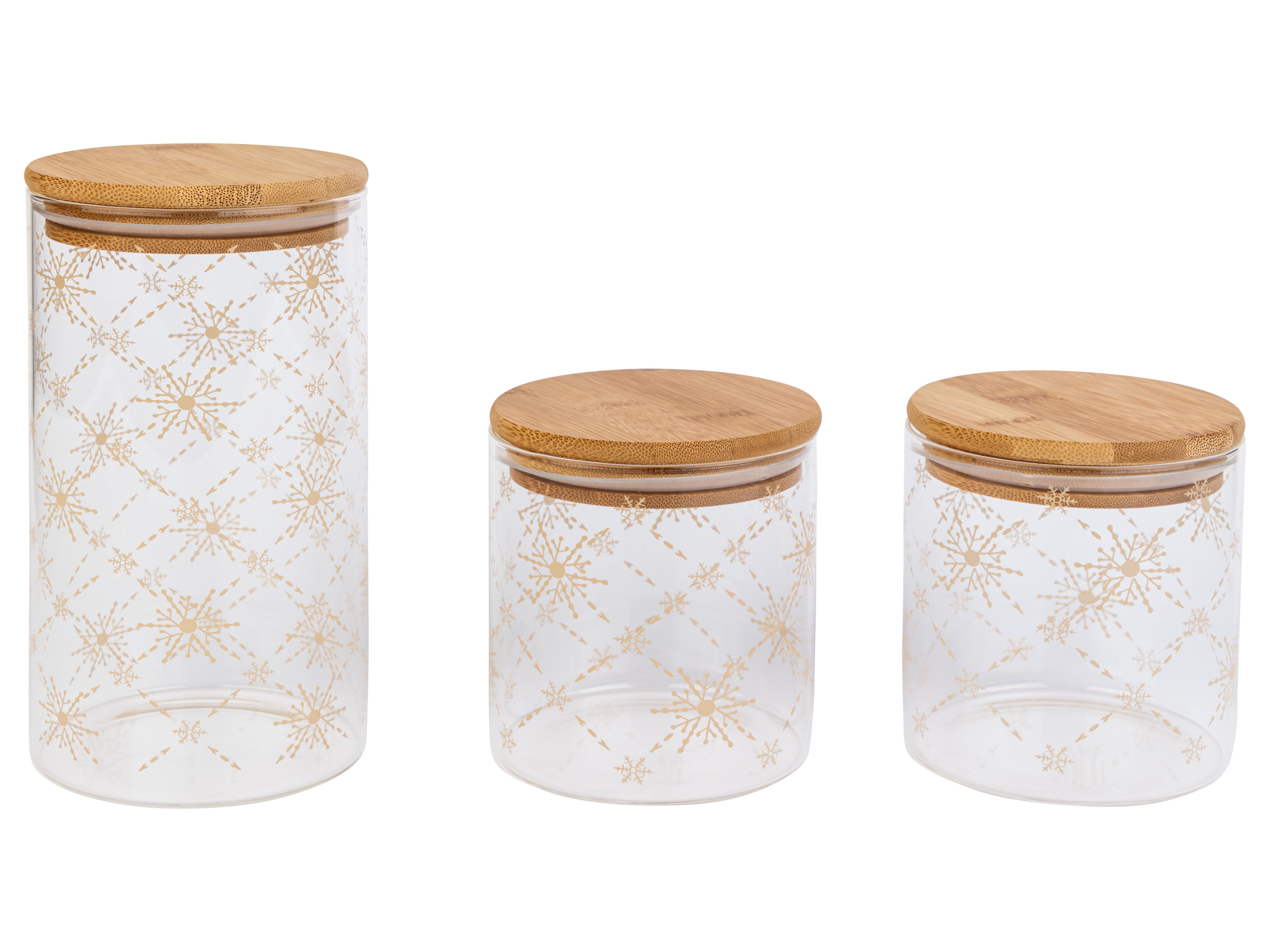 Livarno home Zestaw 3 pojemników szklanych z nadrukiem