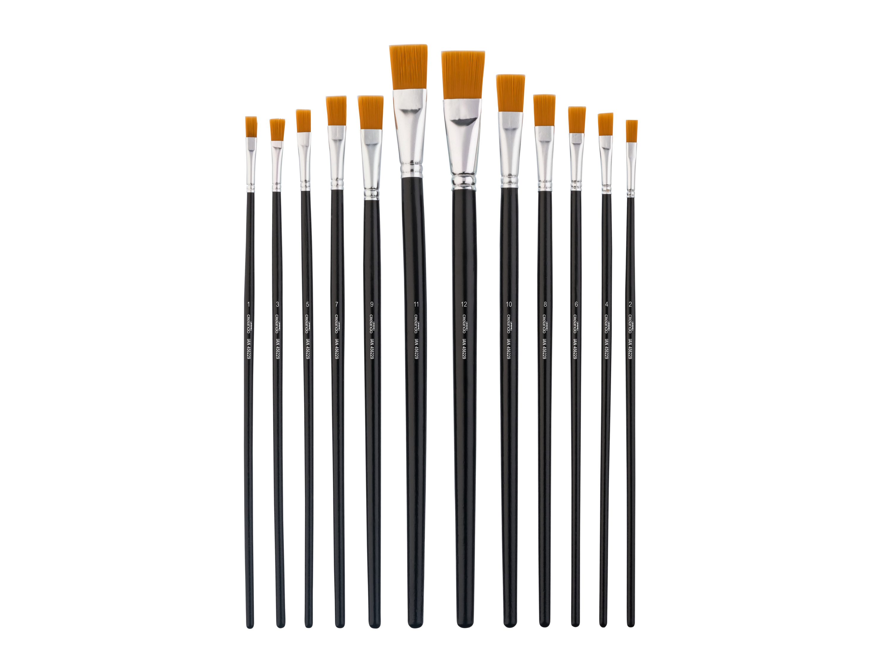 crelando Zestaw pędzli nylonowych Płaskie/ 12 sztuk