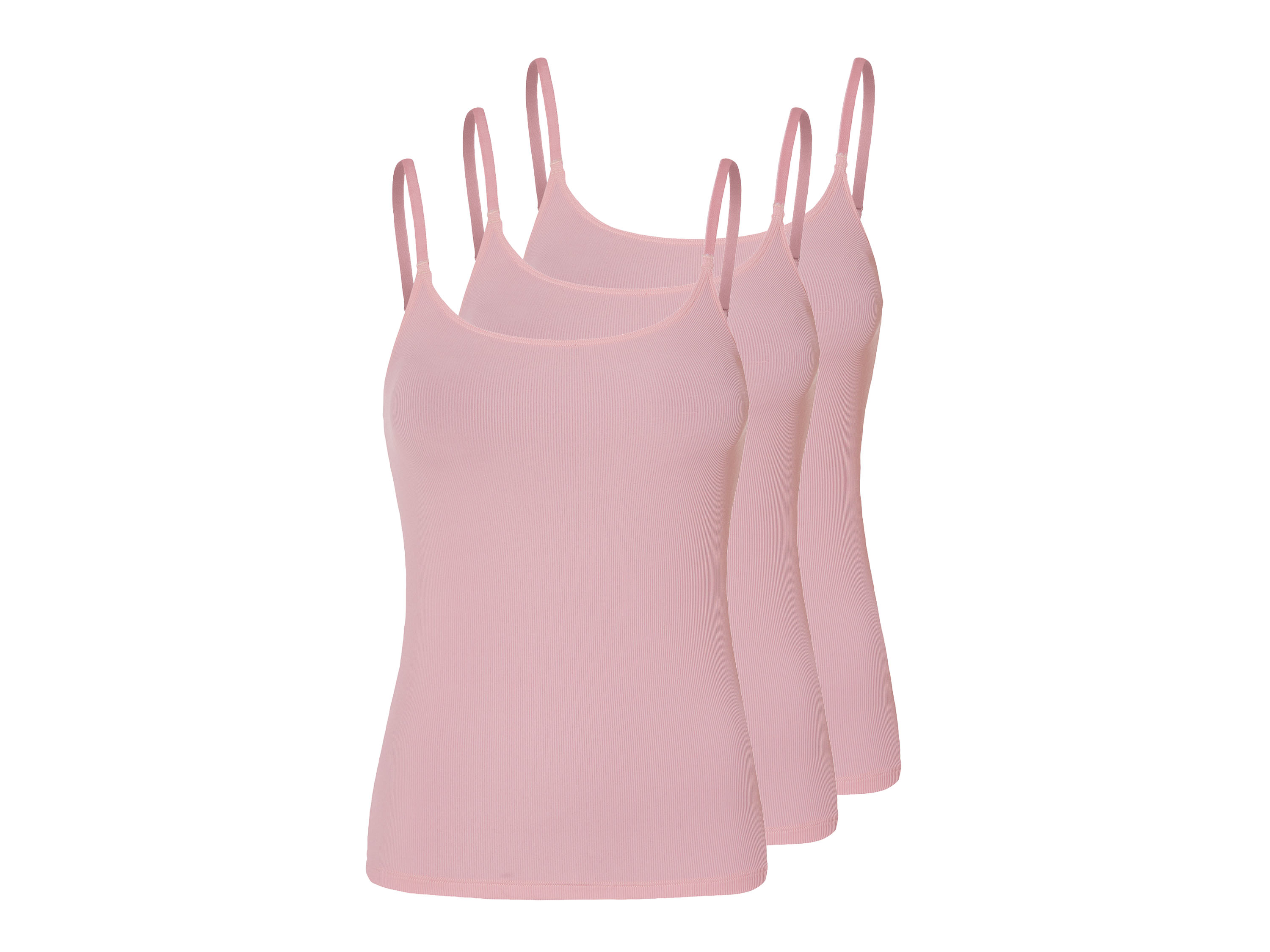 esmara Topy damskie, 3 szt., prążkowany materiał Jasnoróżowy, L44/46