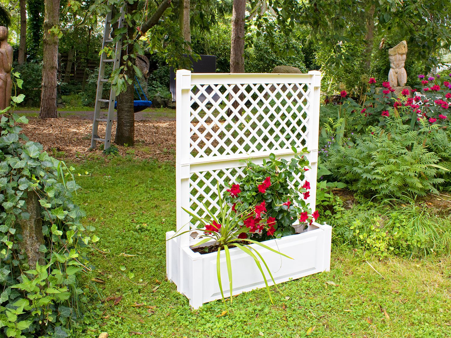 KHW Skrzynka na rośliny z kratą, dł. 100 cm, 110 L Biały