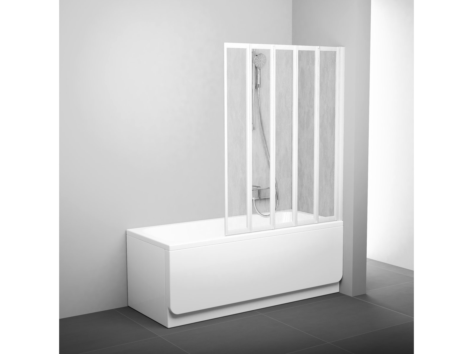 Darmowa Dostawa - Parawan nawannowy 113.5 cm 5-częściowy biały połysk/z tworzywa polistyren Ravak Supernova 794E010041