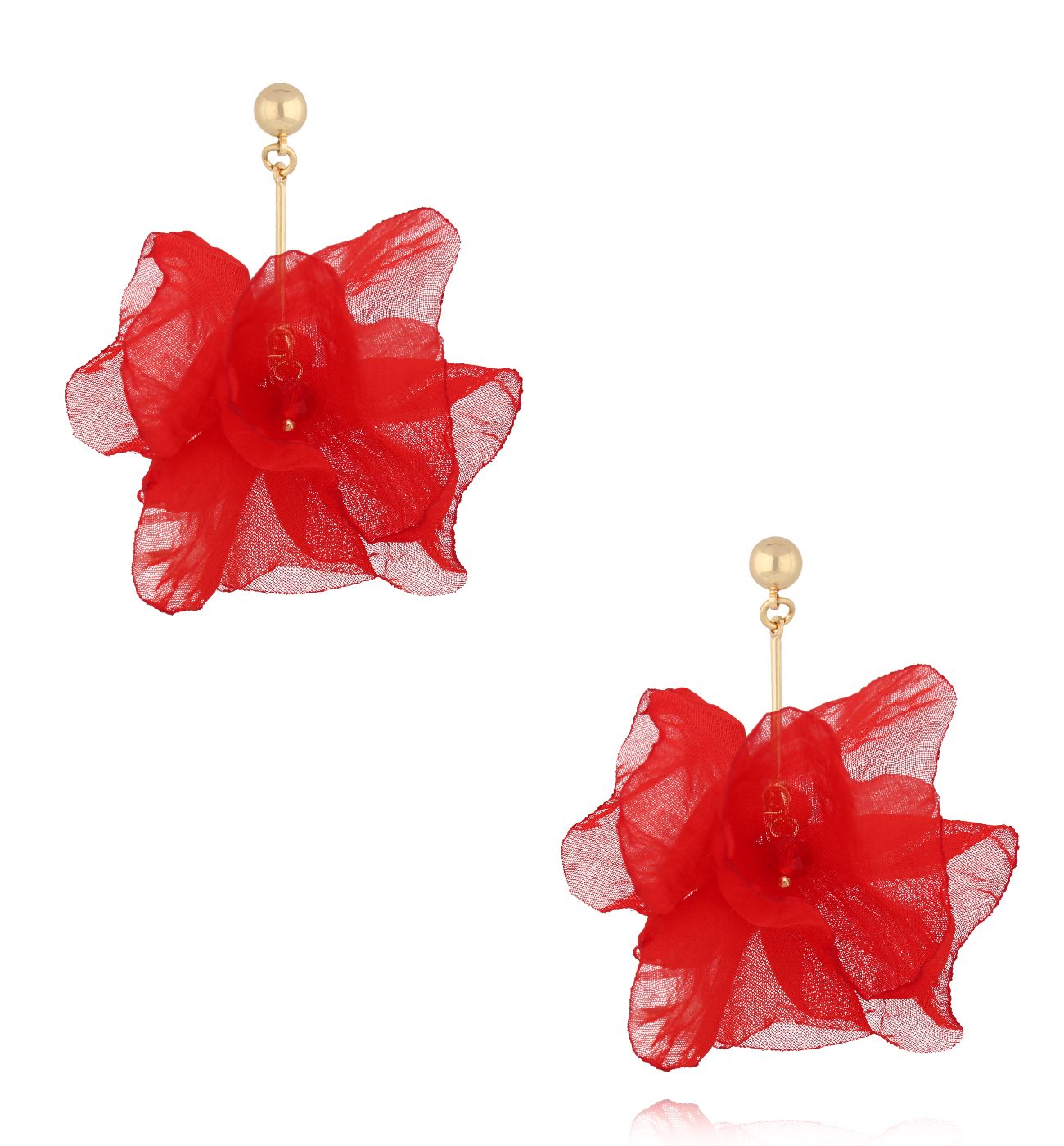 Kolczyki kwiatowe w intensywnej czerwieni KBL1969