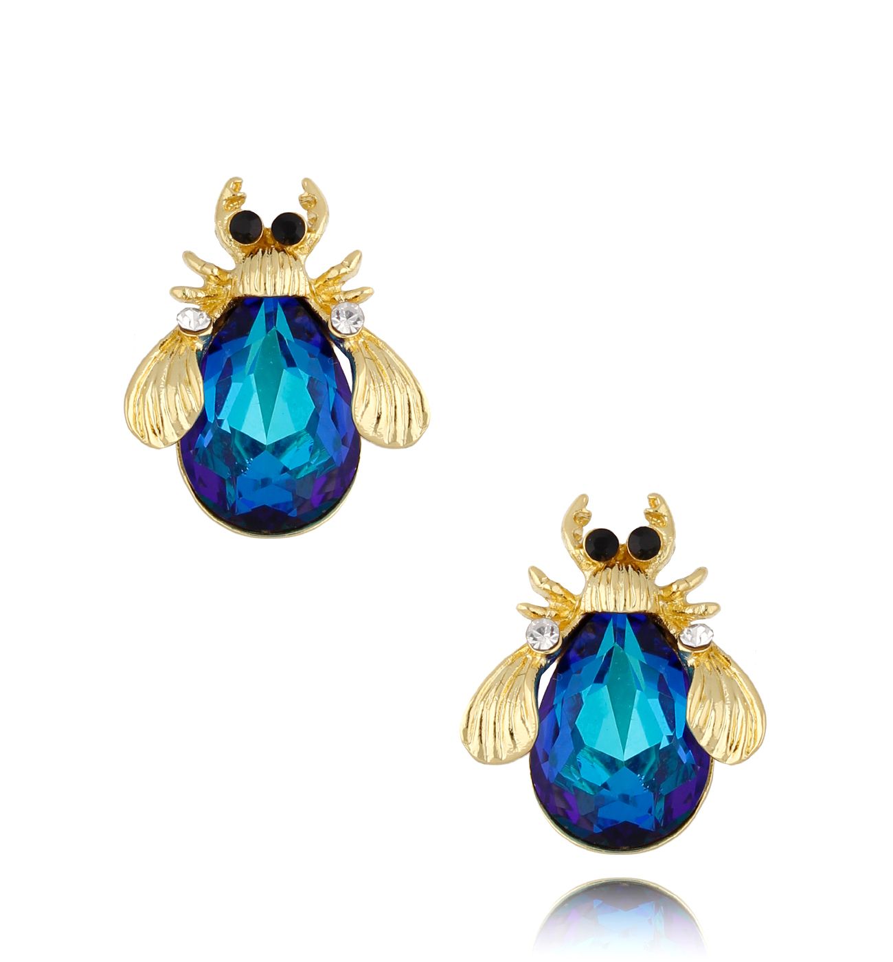 Kolczyki z niebieskimi żuczkami Midnight 5 - By Dziubeka
