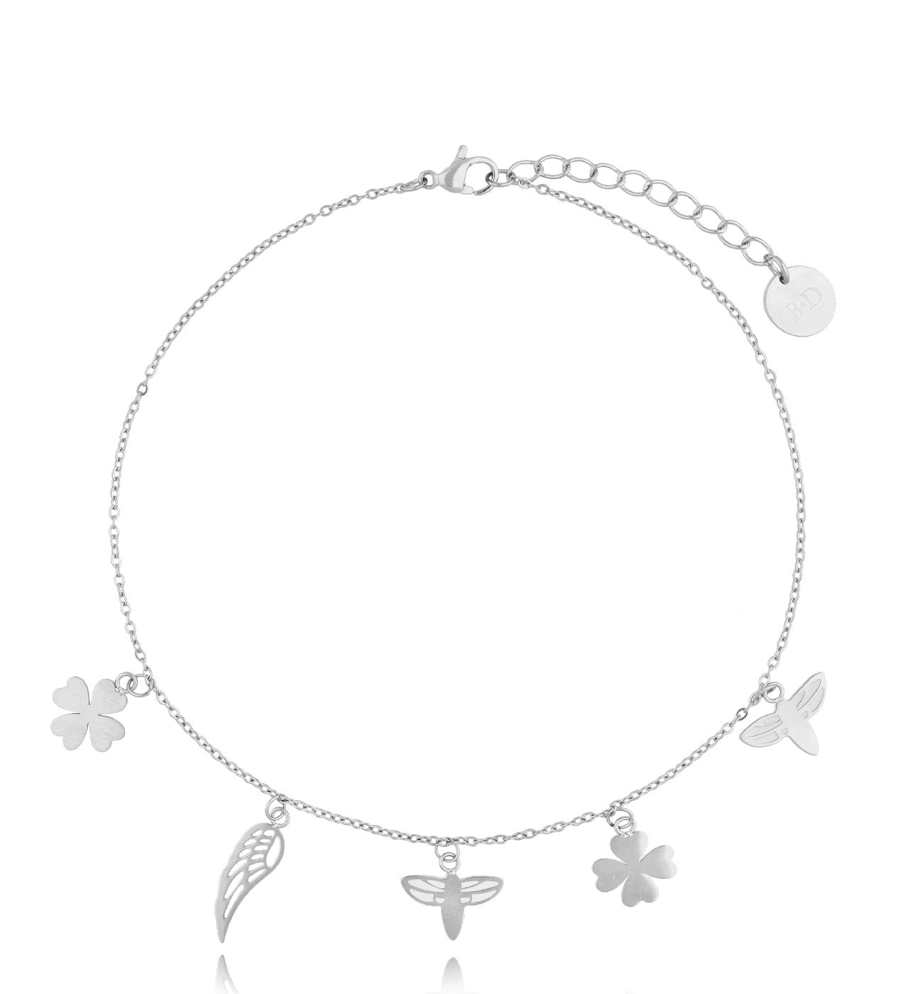 Bransoletka na nogę srebrna z zawieszkami Serengeti B - By Dziubeka