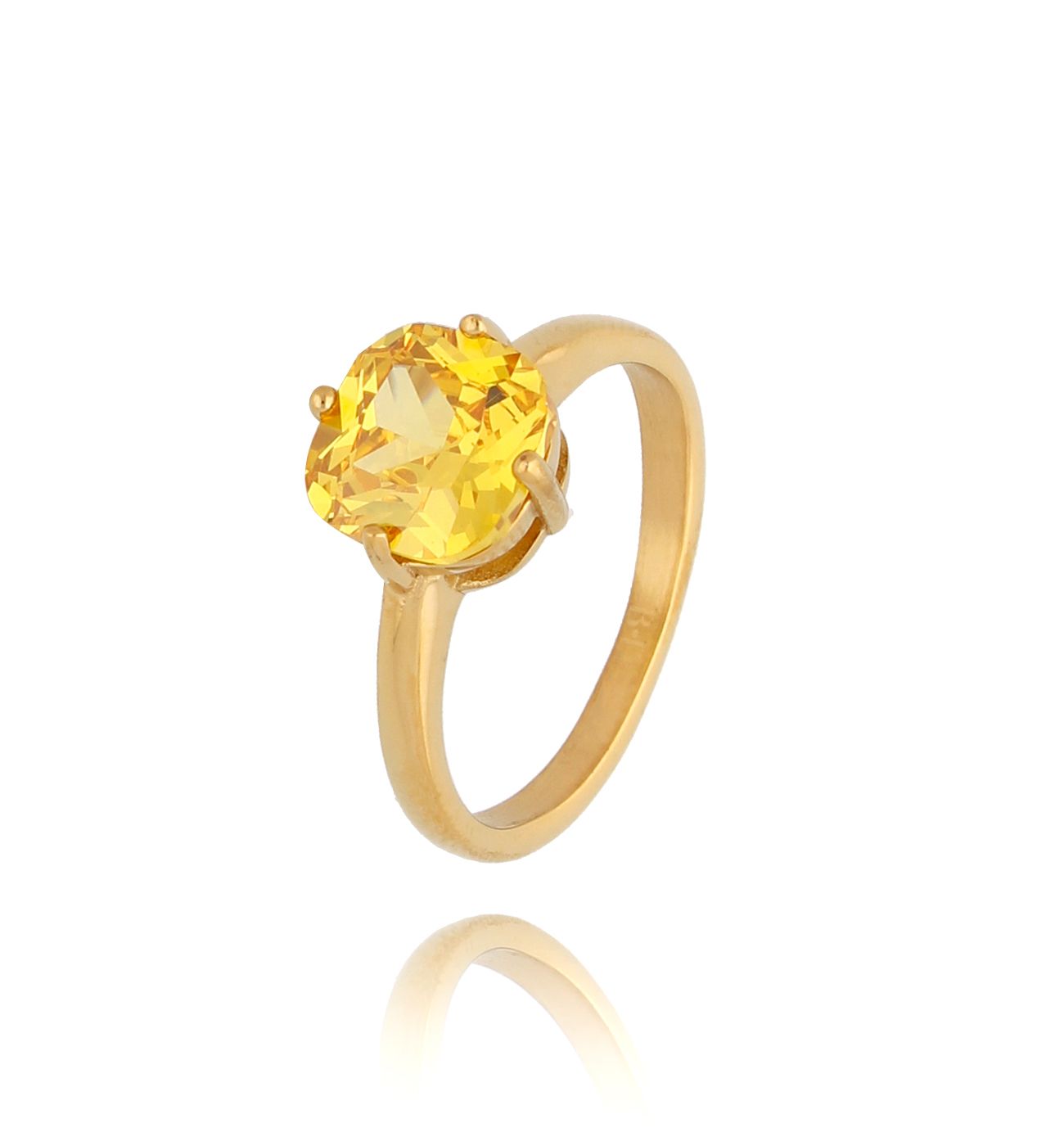 Pierścionek z żółtą cyrkonią Merlin PSA0473
