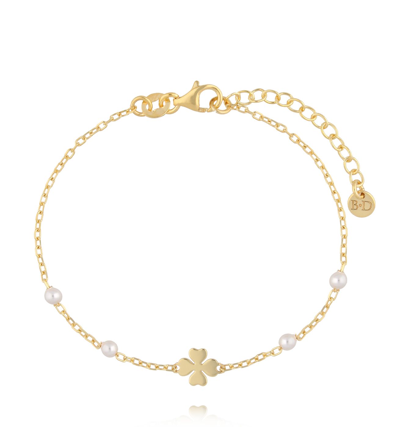 Bransoletka z koniczynką i perełkami złota BGG0016