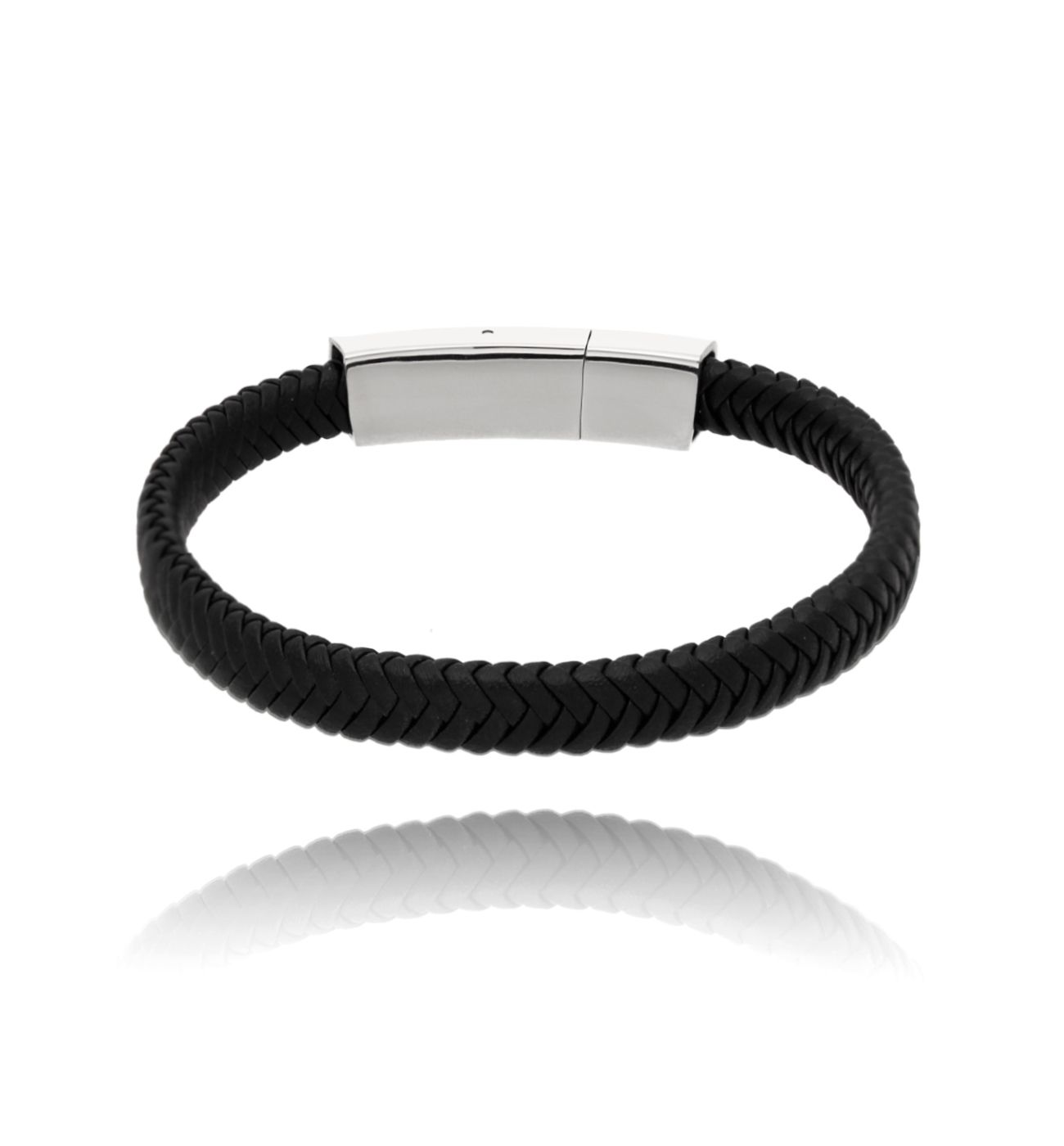 Bransoletka czarna skórzana Speed BMITC0394 18,5 cm