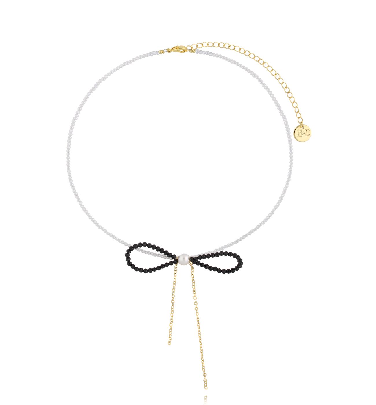 Naszyjnik z perełkami i kokardką - By Dziubeka