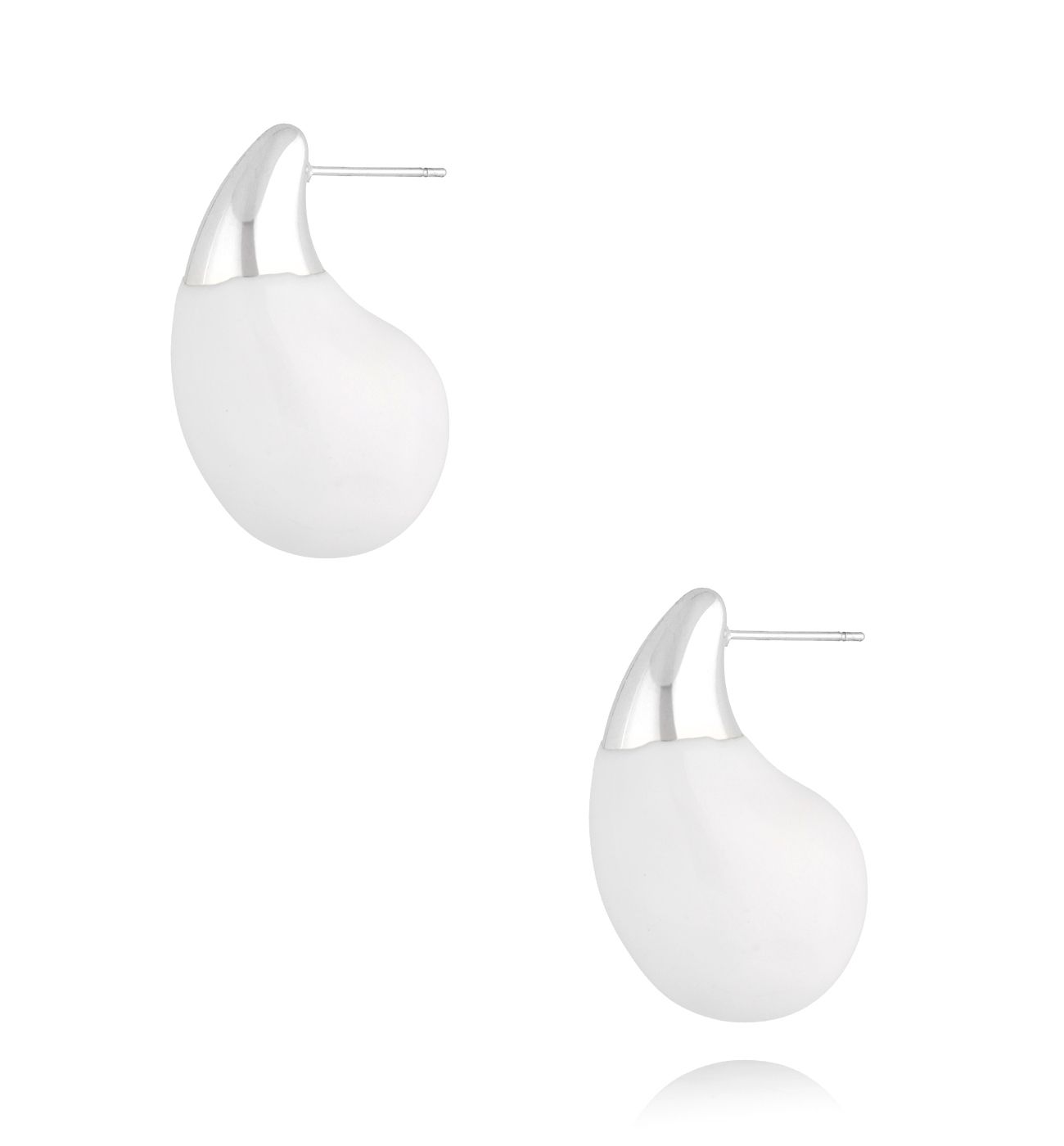 Kolczyki srebrne łezki duże z białą emalią Enamel Kylie KSA1675