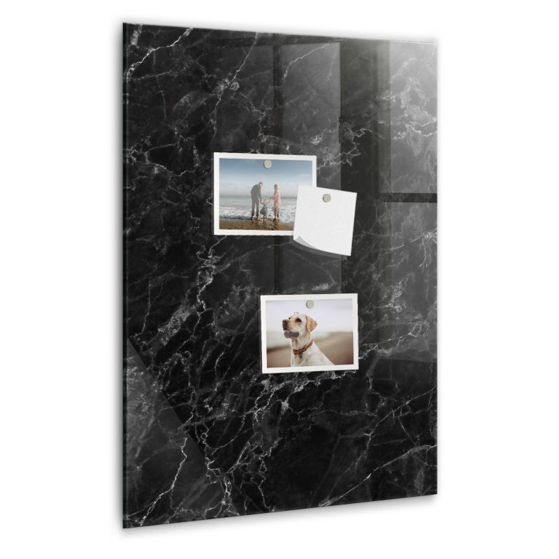 Szklana tablica magnetyczna Wallfluent 40x60 cm Ciemny marmur Biały marker 1 szt.