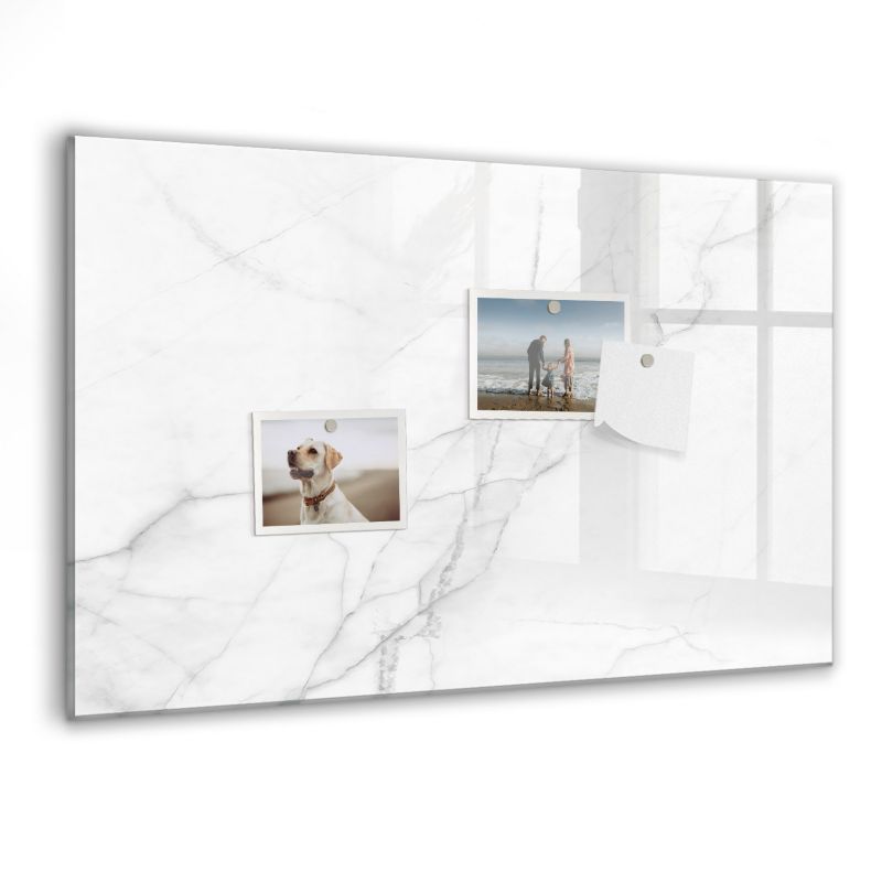 Szklana tablica magnetyczna z czarnym markerem Wallfluent 60x40 cm Dekoracyjny marmur 1 szt.
