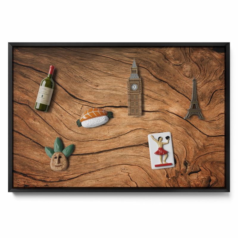 Tablica magnetyczna Tulup 60x40 cm Pęknięta tekstura drewna w czarnej ramie 1 szt.