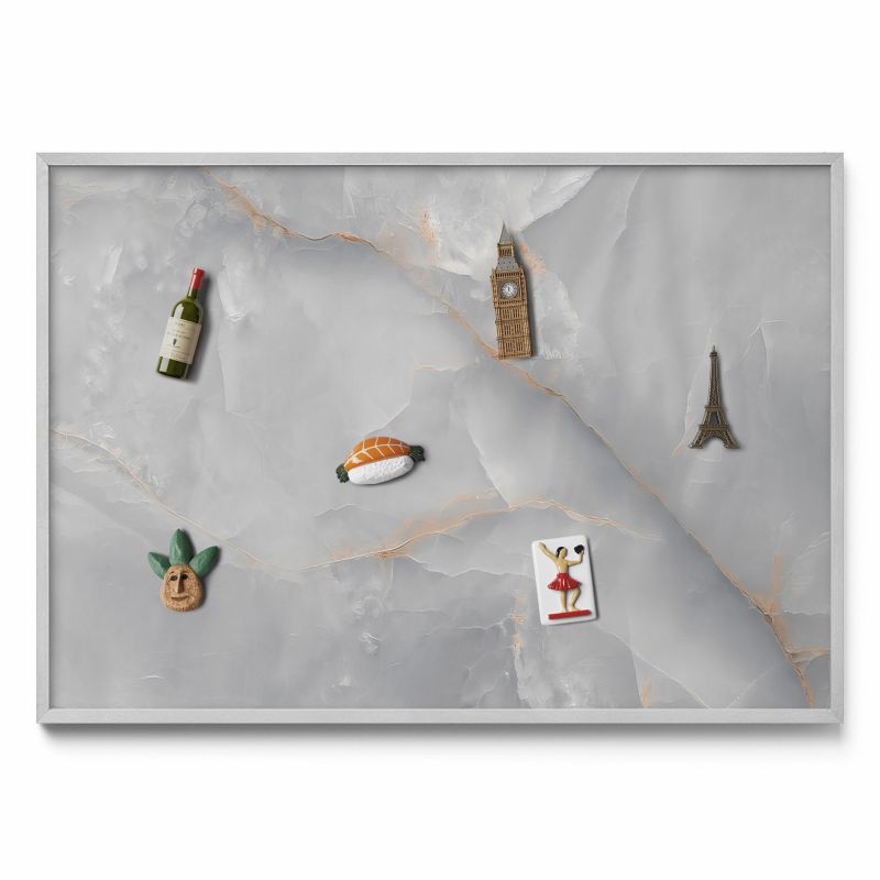 Ozdobna tablica magnetyczna Tulup 100x70 cm Elegancki ozdobny marmur w srebrnej ramie 1 szt.