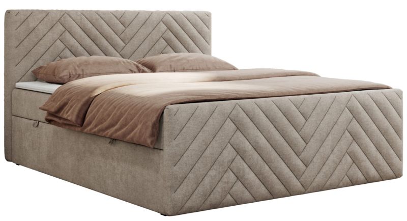 Łóżko kontynentalne MKS Meble PARIS DUO 140x200 H3 Beżowy struktura 1szt.