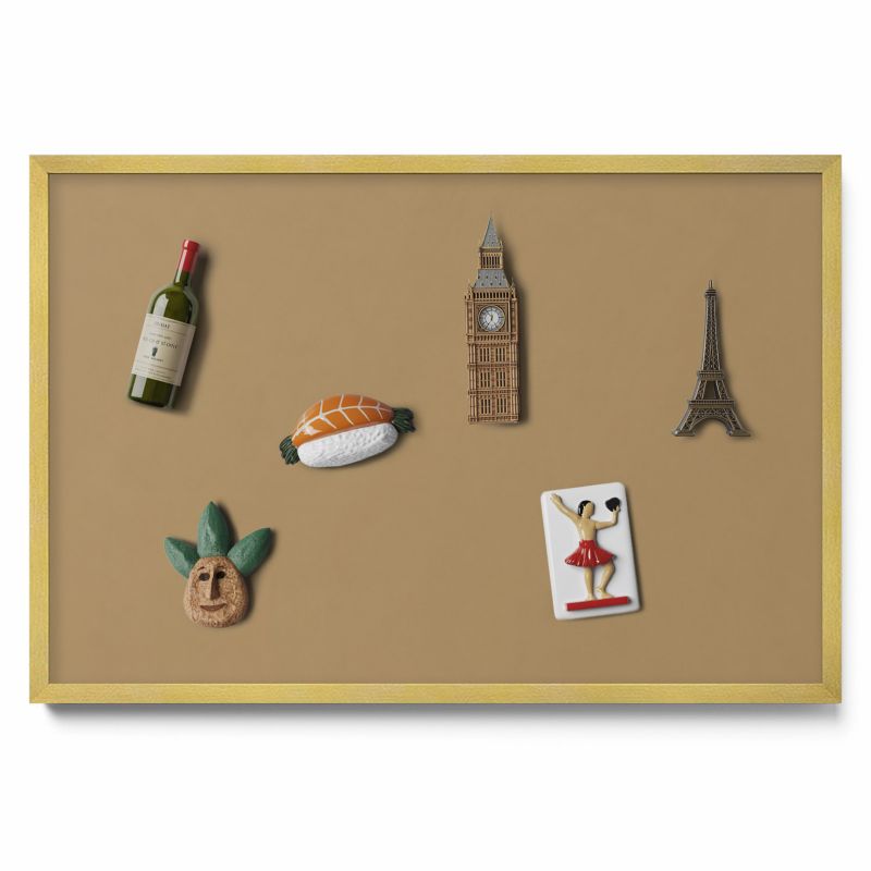 Tablica magnetyczna Tulup 60x40 cm Kolor ciemnożółty w złotej ramie 1 szt.