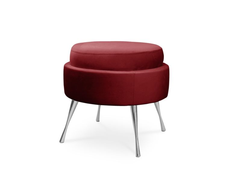 Pufa Bettso Muszelka na metalowych srebrnych nogach czerwony 1szt.