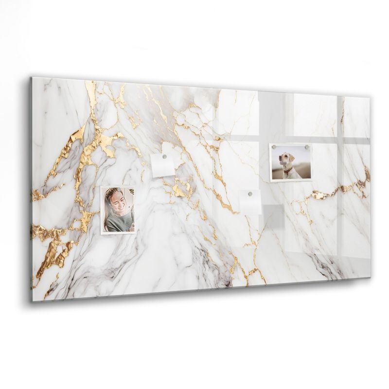 Szklana tablica magnetyczna Wallfluent 120x60 cm Marmur ozdobny Czarny marker 1 szt.