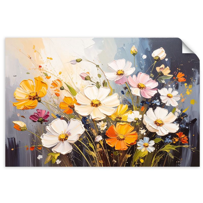 Naklejka na ścianę do salonu sypialni Feeby Kolorowe polne kwiaty natura 45x30cm 1szt