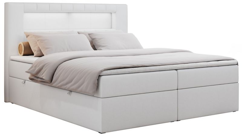 Łóżko kontynentalne MKS Meble GOLD 5 160x200 H3 Biały ecoskóra 1szt.