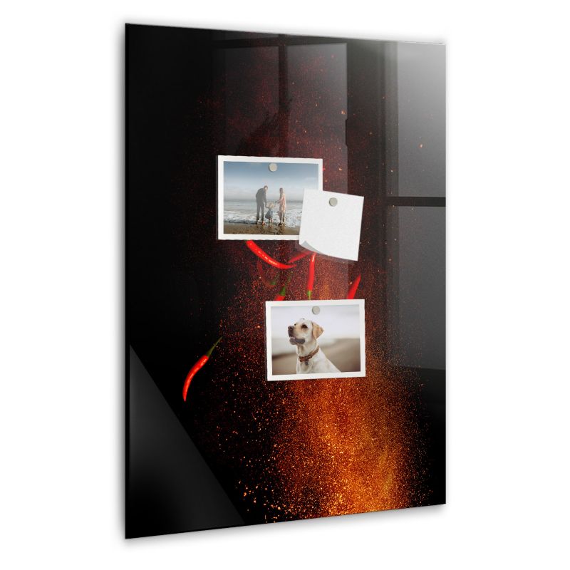 Szklana tablica magnetyczna Wallfluent 40x60 cm Ostre papryczki Biały marker 1 szt.