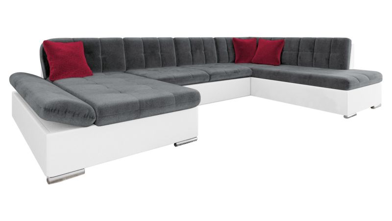 Narożnik MIRJAN 24 duży Bergen lewy biała ekoskóra/stalowy szary/wiśniowy 1 szt.