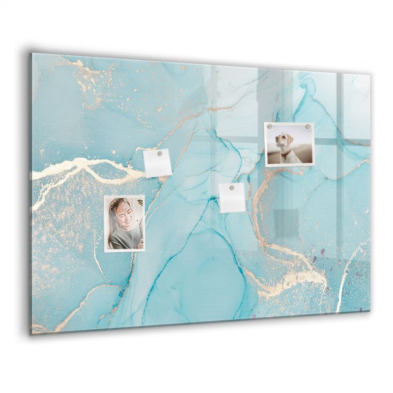 Szklana tablica magnetyczna Wallfluent 100x70 cm Dekoracyjny marmur Czarny marker 1 szt.