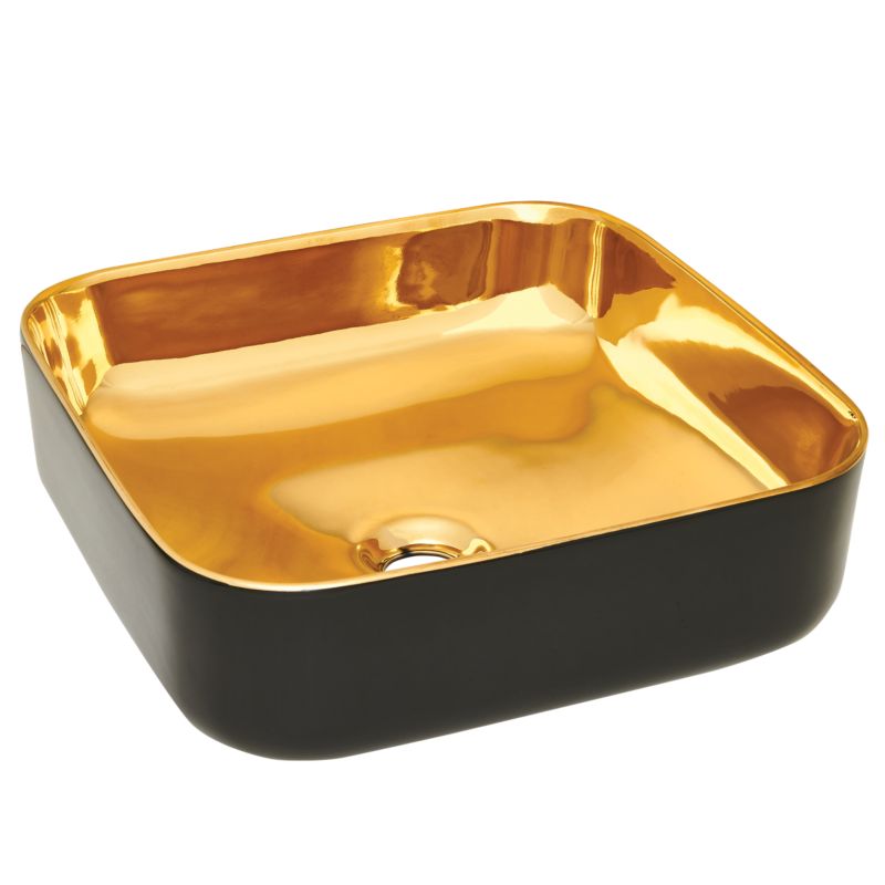 Umywalka nablatowa Invena Reja czarno-złota połysk 1 szt.