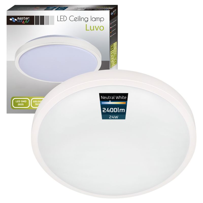 Plafon LED MasterLED Luvo 24W 32,5 cm IP44 neutralna biel 4000K 2400lm okrągły biały 1 szt.