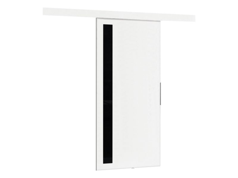 Drzwi przesuwne wewnętrzne MIRJAN 24 Malibu V 90 + samodomykacz biały + czarny lacobel 1 kpl.