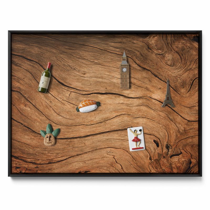 Tablica magnetyczna Tulup 80x60 cm Pęknięta tekstura drewna w czarnej ramie 1 szt.