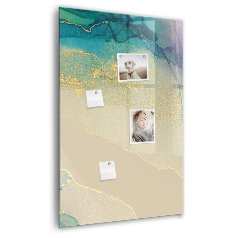 Szklana tablica magnetyczna Wallfluent 60x90 cm Kolorowy marmur Czarny marker 1 szt.