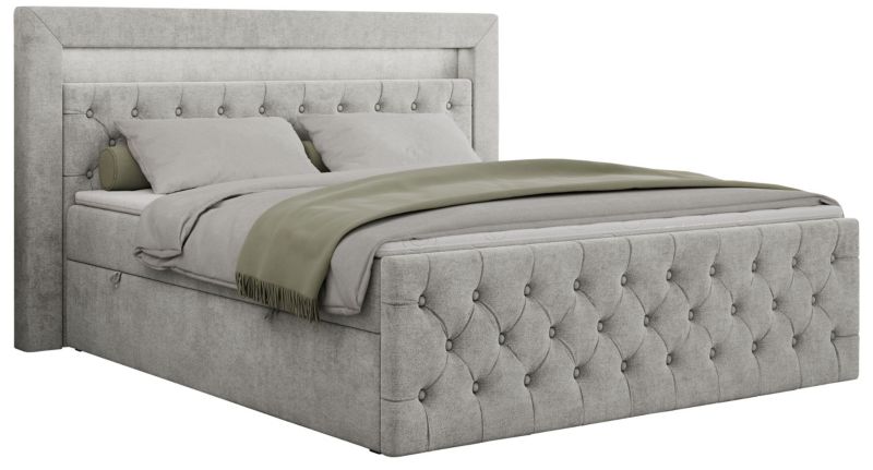 Łóżko kontynentalne MKS Meble GOLD 9 140x200 H4 Jasnoszary struktura 1szt.